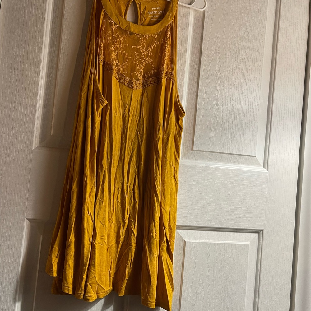Torrid Mustard Yellow Lace Tank Top